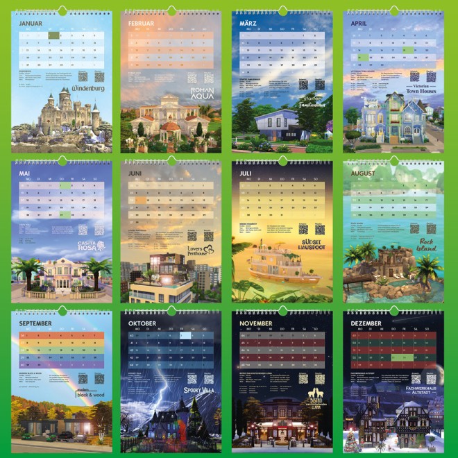 Sims Wandkalender 2025 Übersicht