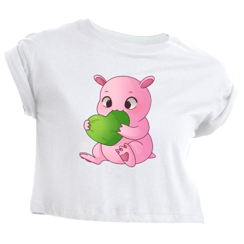 Knabberndes KAUGUMMITIER kurzes GIRLIE T-Shirt