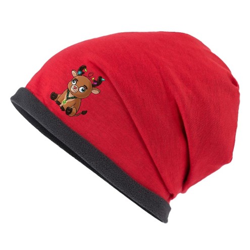 Glühtier Beanie Mütze mit Fleece