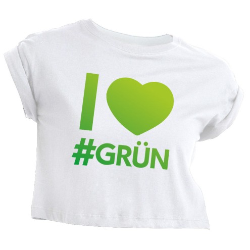I love #GRÜN kurzes GIRLIE T-Shirt