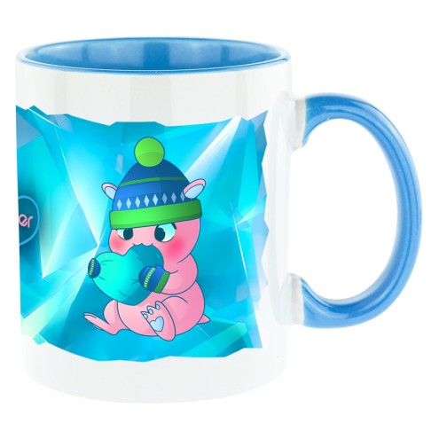 Kaugummitier WINTER Edition Tasse HELLBLAU (Bi-Color)